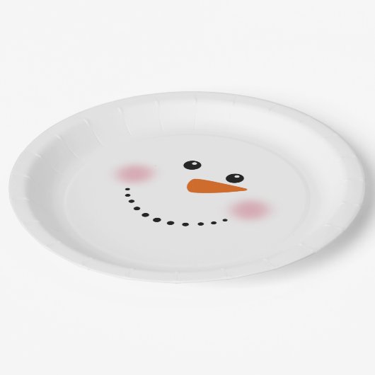 かわいいニンジンの鼻雪だるま ペーパープレート (アングル)