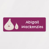 かわいいニンニクのマンガパーソナライズされた野菜 ラベル (デザイン2)