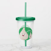 かわいいニンニクのマンガ野菜イラストレーション アクリルタンブラー (正面)