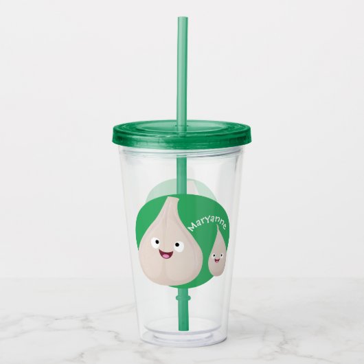かわいいニンニクのマンガ野菜イラストレーション アクリルタンブラー (正面)