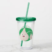かわいいニンニクのマンガ野菜イラストレーション アクリルタンブラー (裏面)