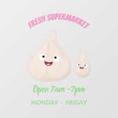 かわいいニンニクのマンガ野菜イラストレーション ウィンドウサイン (シート)