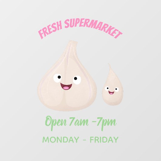 かわいいニンニクのマンガ野菜イラストレーション ウィンドウサイン (シート)