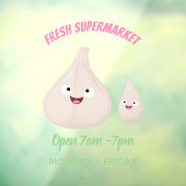 かわいいニンニクのマンガ野菜イラストレーション ウィンドウサイン (シート3)