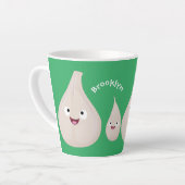 かわいいニンニクのマンガ野菜イラストレーション カフェラテマグ (左アングル)