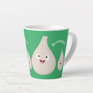 かわいいニンニクのマンガ野菜イラストレーション カフェラテマグ