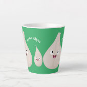 かわいいニンニクのマンガ野菜イラストレーション カフェラテマグ (正面)