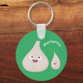 かわいいニンニクのマンガ野菜イラストレーション キーホルダー (正面)