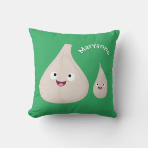 かわいいニンニクのマンガ野菜イラストレーション クッション