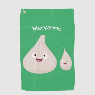 かわいいニンニクのマンガ野菜イラストレーション ゴルフタオル
