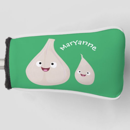 かわいいニンニクのマンガ野菜イラストレーション ゴルフヘッドカバー (正面)