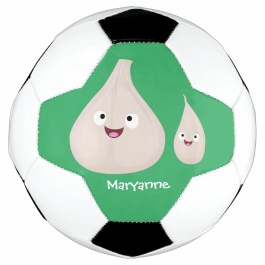 かわいいニンニクのマンガ野菜イラストレーション サッカーボール (正面)