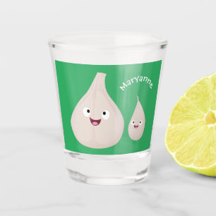 かわいいニンニクのマンガ野菜イラストレーション ショットグラス