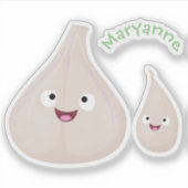 かわいいニンニクのマンガ野菜イラストレーション シール (正面)