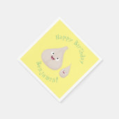 かわいいニンニクのマンガ野菜イラストレーション スタンダードカクテルナプキン (角)