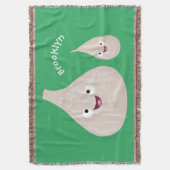 かわいいニンニクのマンガ野菜イラストレーション スローブランケット (正面縦)