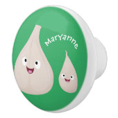 かわいいニンニクのマンガ野菜イラストレーション セラミックノブ (右)