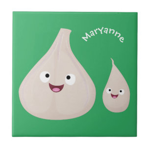 かわいいニンニクのマンガ野菜イラストレーション タイル