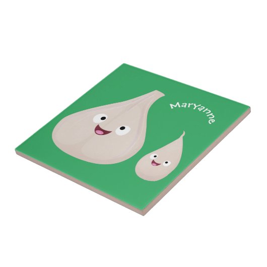 かわいいニンニクのマンガ野菜イラストレーション タイル (側面)