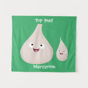 かわいいニンニクのマンガ野菜イラストレーション タペストリー