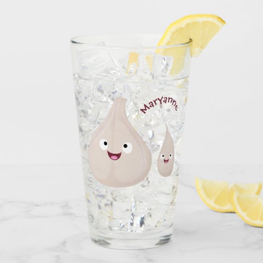 かわいいニンニクのマンガ野菜イラストレーション タンブラーグラス (アイス裏面)