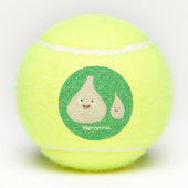 かわいいニンニクのマンガ野菜イラストレーション テニスボール (裏面)