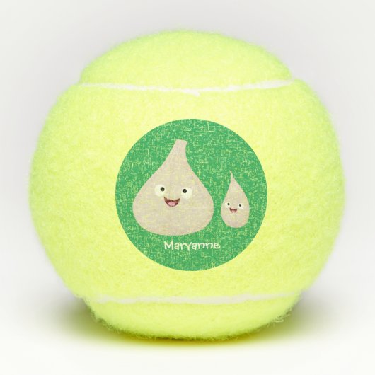 かわいいニンニクのマンガ野菜イラストレーション テニスボール (正面)