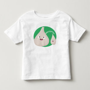 かわいいニンニクのマンガ野菜イラストレーション トドラーTシャツ