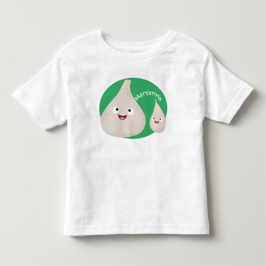 かわいいニンニクのマンガ野菜イラストレーション トドラーTシャツ (正面)