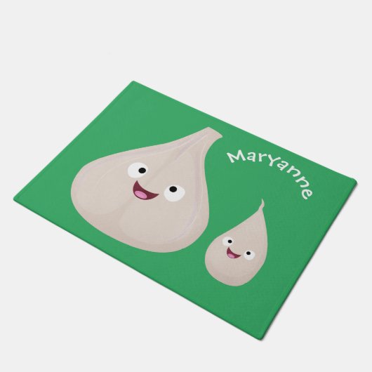 かわいいニンニクのマンガ野菜イラストレーション ドアマット (アングル)