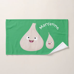 かわいいニンニクのマンガ野菜イラストレーション バスタオルセット