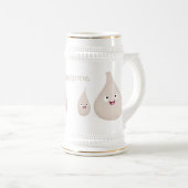 かわいいニンニクのマンガ野菜イラストレーション ビールジョッキ (正面右)