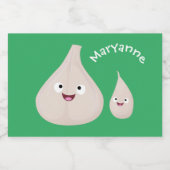 かわいいニンニクのマンガ野菜イラストレーション フードラベル (シングルラベル)