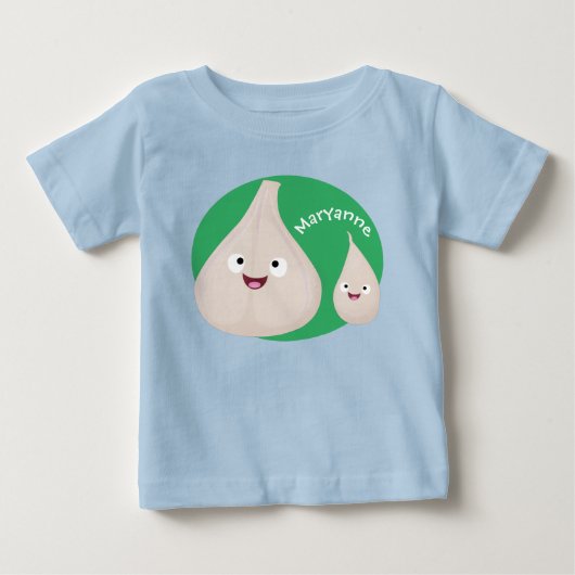 かわいいニンニクのマンガ野菜イラストレーション ベビーTシャツ (正面)