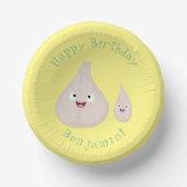 かわいいニンニクのマンガ野菜イラストレーション ペーパーボウル (正面)