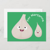 かわいいニンニクのマンガ野菜イラストレーション ポストカード (正面/裏面)