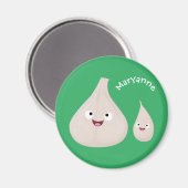かわいいニンニクのマンガ野菜イラストレーション マグネット (正面/裏面)