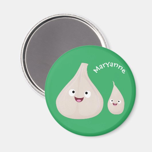 かわいいニンニクのマンガ野菜イラストレーション マグネット (正面/裏面)