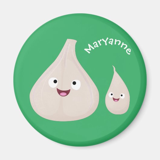 かわいいニンニクのマンガ野菜イラストレーション マグネット (正面)