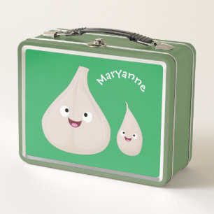 かわいいニンニクのマンガ野菜イラストレーション メタルランチボックス