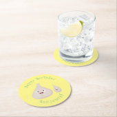 かわいいニンニクのマンガ野菜イラストレーション ラウンドペーパーコースター (インサイチュ)