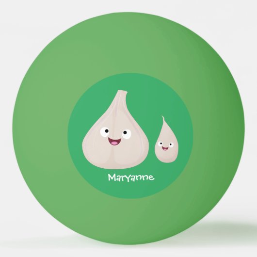 かわいいニンニクのマンガ野菜イラストレーション 卓球ボール (正面)
