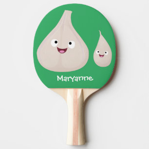 かわいいニンニクのマンガ野菜イラストレーション 卓球ラケット