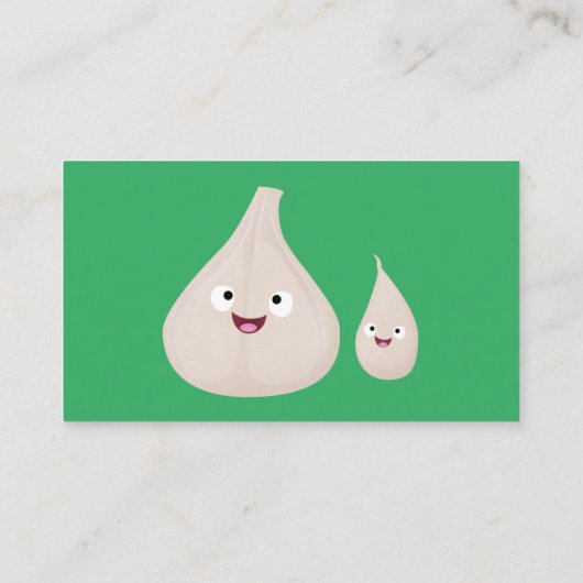かわいいニンニクのマンガ野菜イラストレーション 名刺 (裏面)