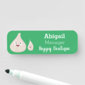 かわいいニンニクのマンガ野菜イラストレーション 名札 (インサイチュ)