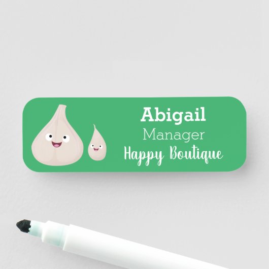 かわいいニンニクのマンガ野菜イラストレーション 名札 (インサイチュ)