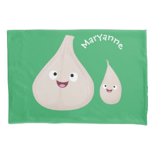 かわいいニンニクのマンガ野菜イラストレーション 枕カバー