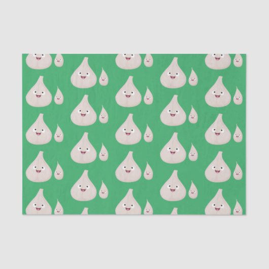 かわいいニンニクのマンガ野菜イラストレーション 薄葉紙 (正面)