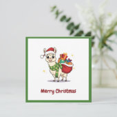 かわいいニースおもしろいウィンターアルパカサンタクロース シーズンカード (スタンド正面)