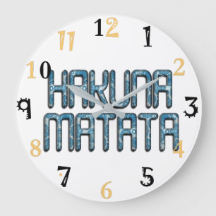 かわいいニースの美しいHakuna Matataのデザインの文字の芸術 ラージ壁時計